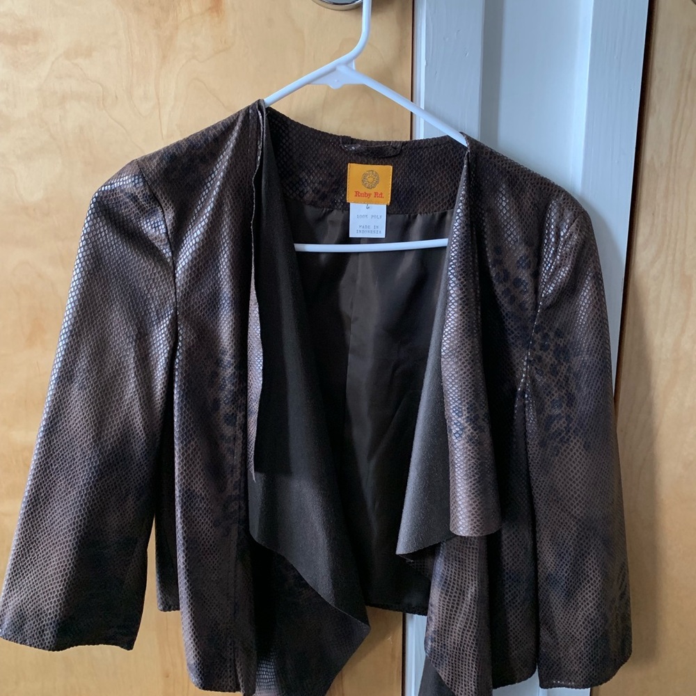 Ruby Rd. Brown Snakeskin Structured Jacket - image 2